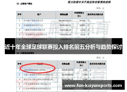 近十年全球足球联赛投入排名前五分析与趋势探讨